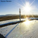 A solar thermal plant in a desert