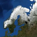 Northern Europe under ice and snow