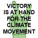 Green victory sign